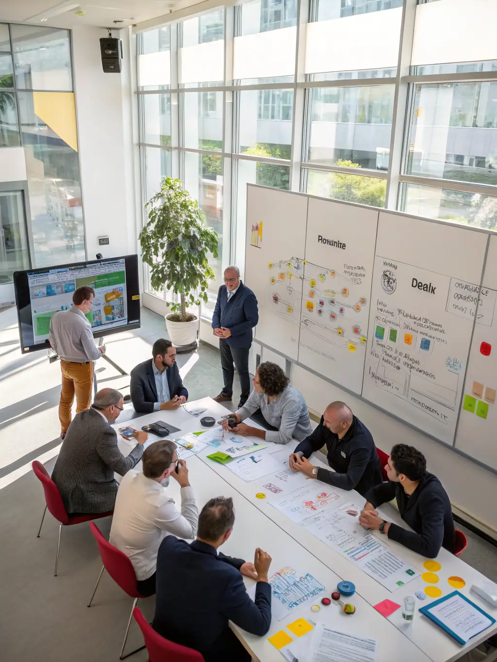 A photo of a workshop session at the 'Edinburgh Entrepreneurship Conference', with participants actively engaged in a brainstorming activity.